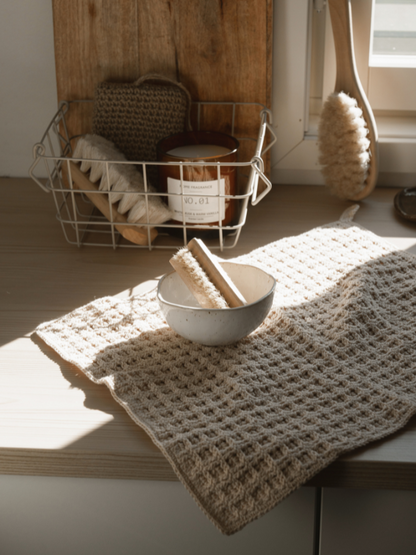 DIY - virkkausohje vohvelipyyhe (ladattava pdf. ohje)