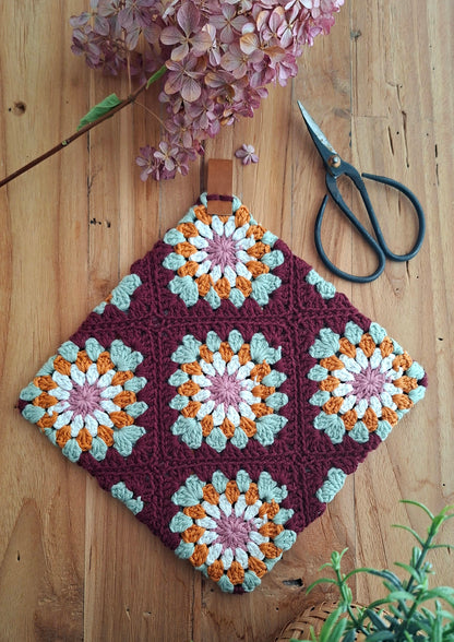 DIY - virkkausohje kukka pannunalunen (ladattava pdf. ohje)