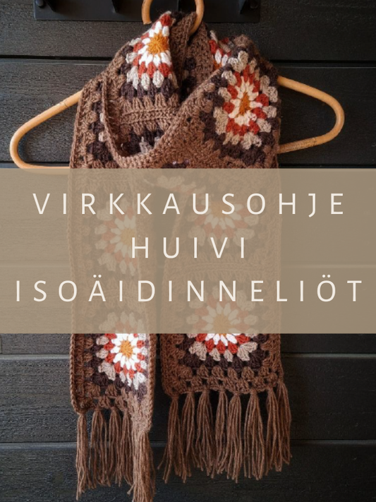 Virkkausohje Huivi isoäidinneliöistä (ladattava pdf. ohje)